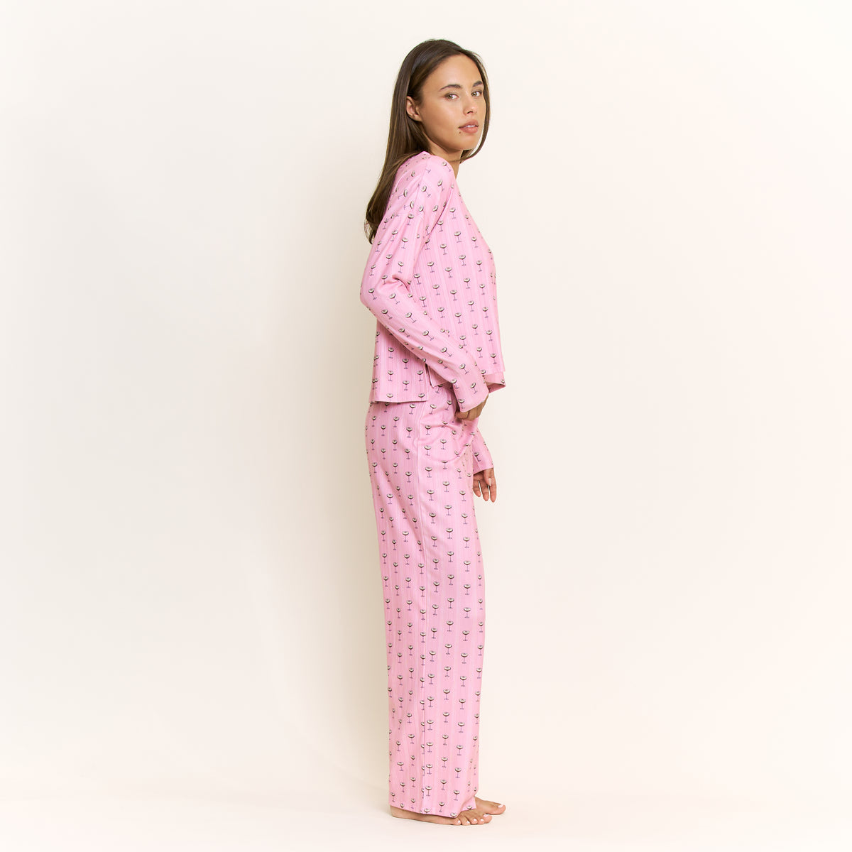 Ritual of Rest Long Sleeve Pant Set in Misty Rose Espresso Martinis - -