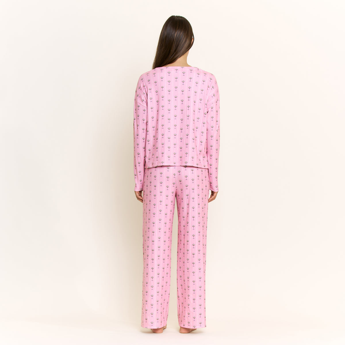 Ritual of Rest Long Sleeve Pant Set in Misty Rose Espresso Martinis - -