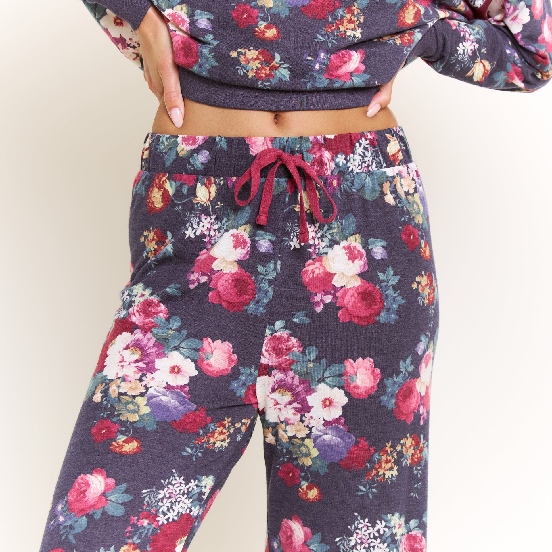 Star Seeker Long Vee Set in Midnight Floral - Sleepwear & Loungewear -