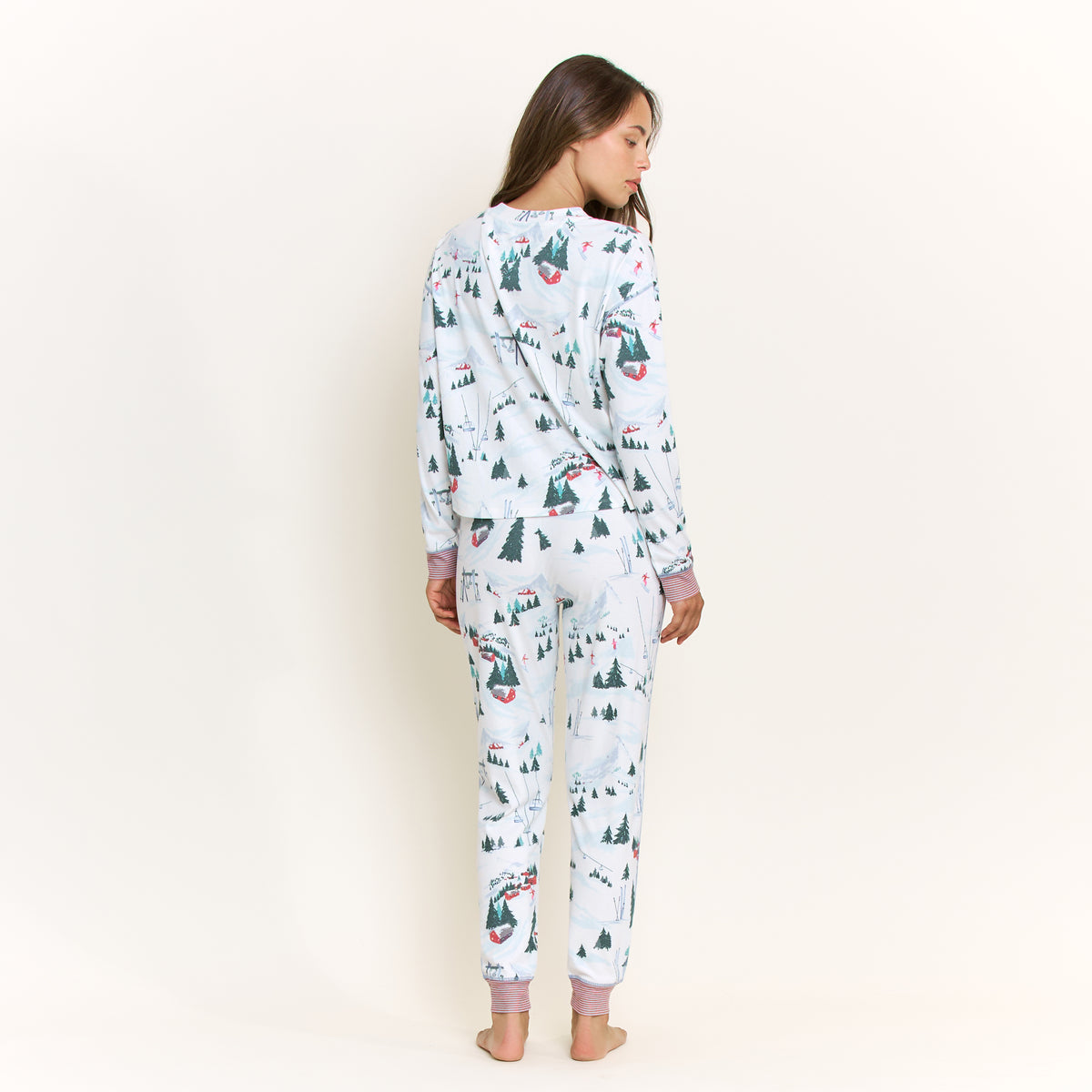 Cuddle Crew Long Henley Set in Ivory Ski Lodge - -