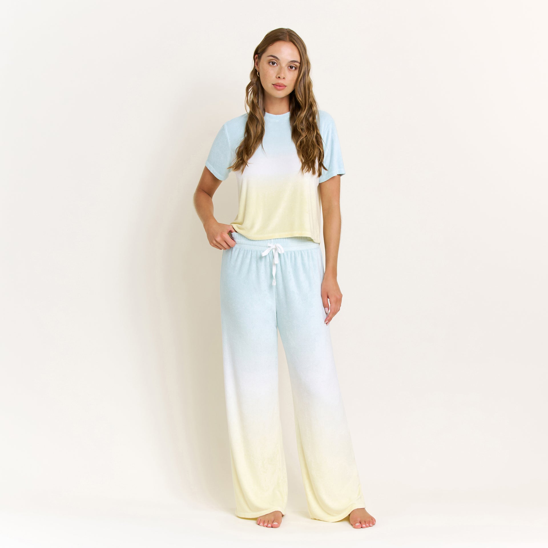 Take A Break Tee Pant Set in Sunrise Dip-Dye - -