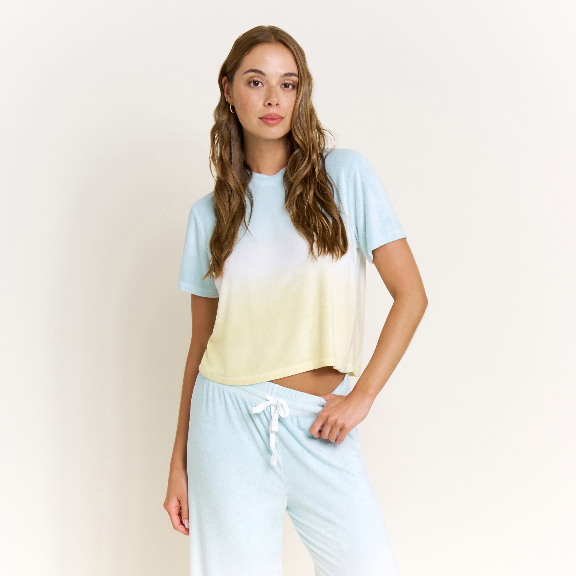 Take A Break Tee Pant Set in Sunrise Dip-Dye - -