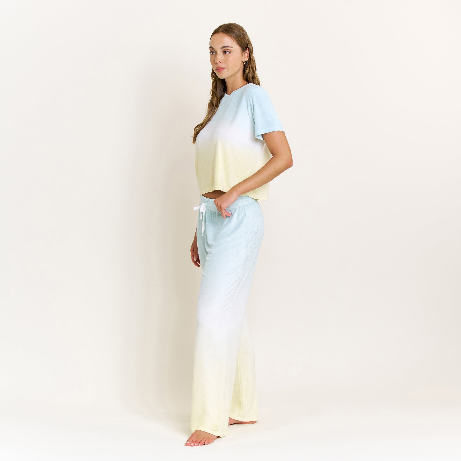 Take A Break Tee Pant Set in Sunrise Dip-Dye - -
