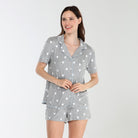 All American Shortie PJ Set In Heather Grey Hearts - Shortie Set - X-Large