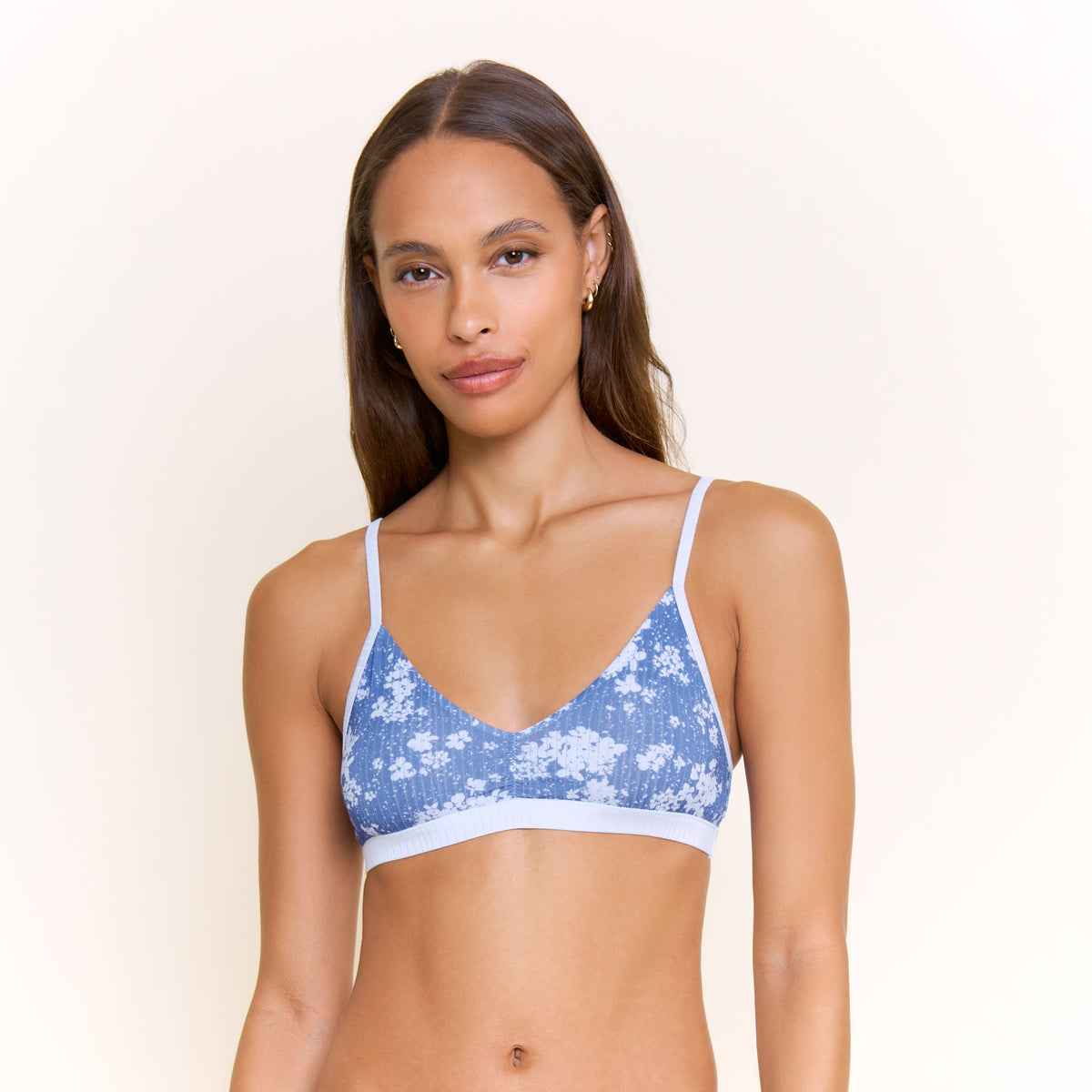 Janelle Bralette in Cobalt Wildflower - -