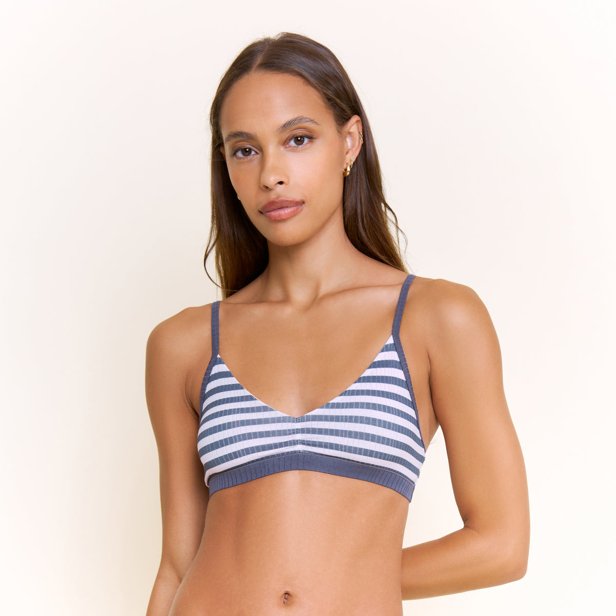 Janelle Bralette in Lilac Mist Stripe - -