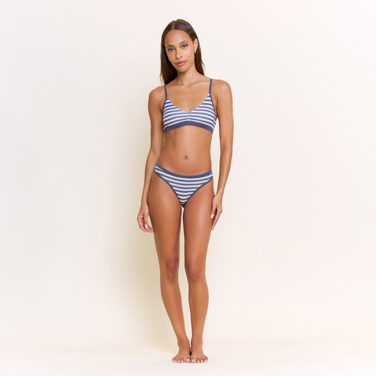 Janelle Bralette in Lilac Mist Stripe - -