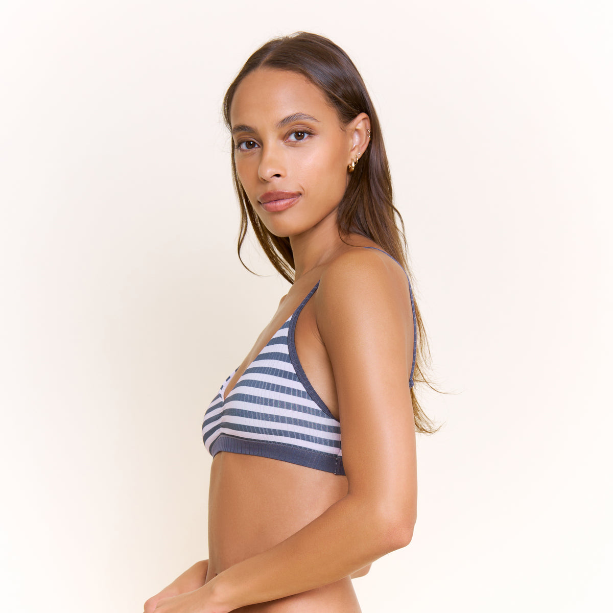 Janelle Bralette in Lilac Mist Stripe - -