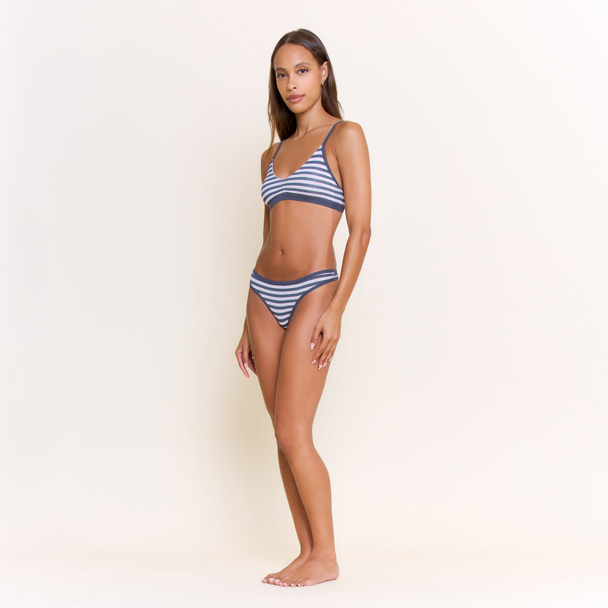 Janelle Thong in Lilac Mist Stripe - -