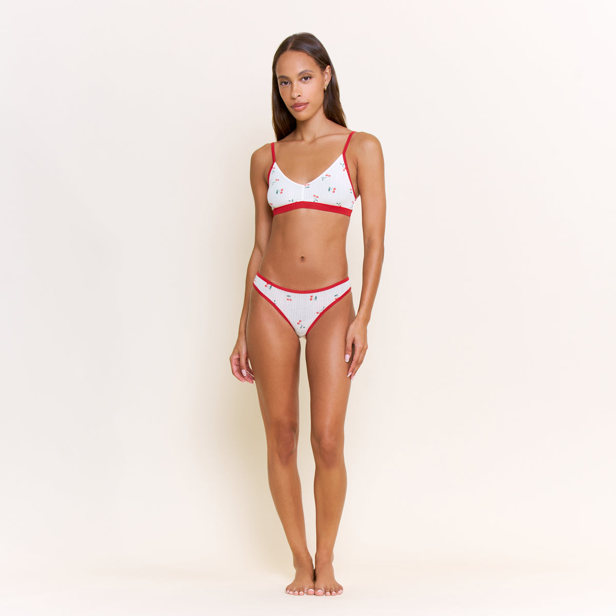 Janelle Bikini in Ivory Cherry Hearts - -