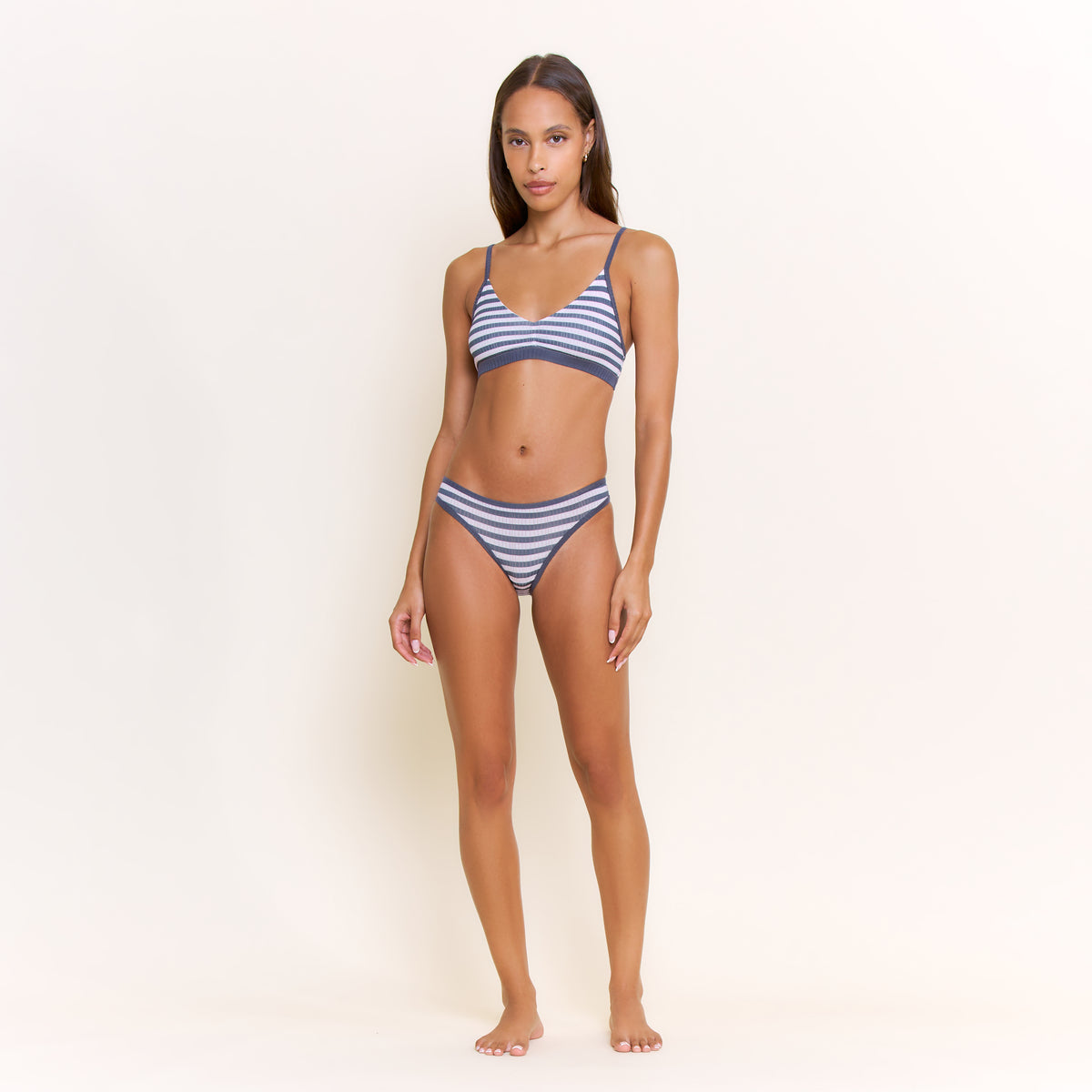 Janelle Bikini in Lilac Mist Stripe - -
