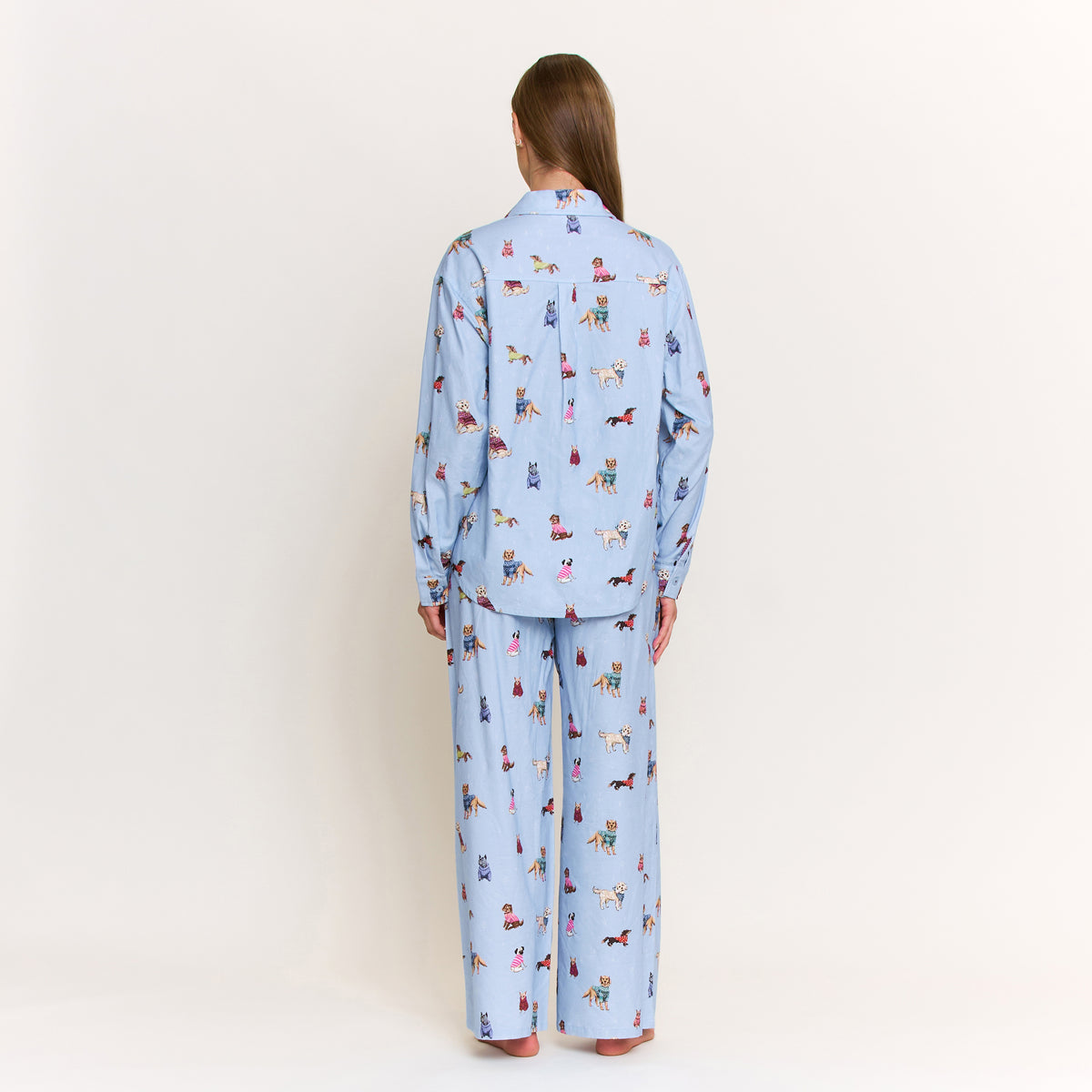 Sleep Squad Long Sleeve PJ Set in Arctic Blue Pups - -