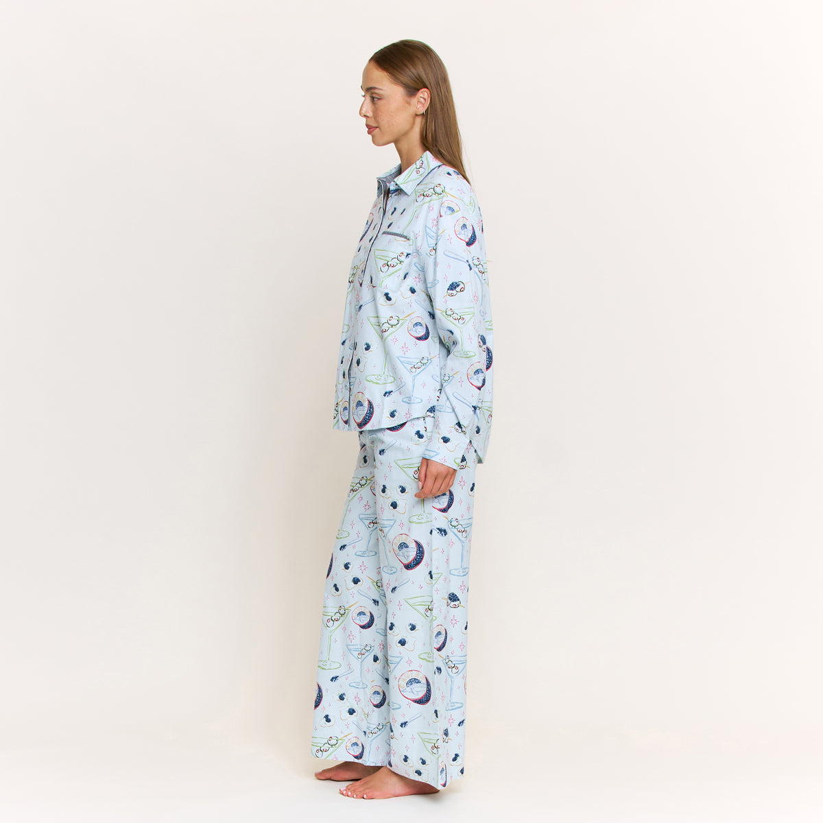 Sleep Squad Long Sleeve PJ Set in Crystal Blue Caviar - -