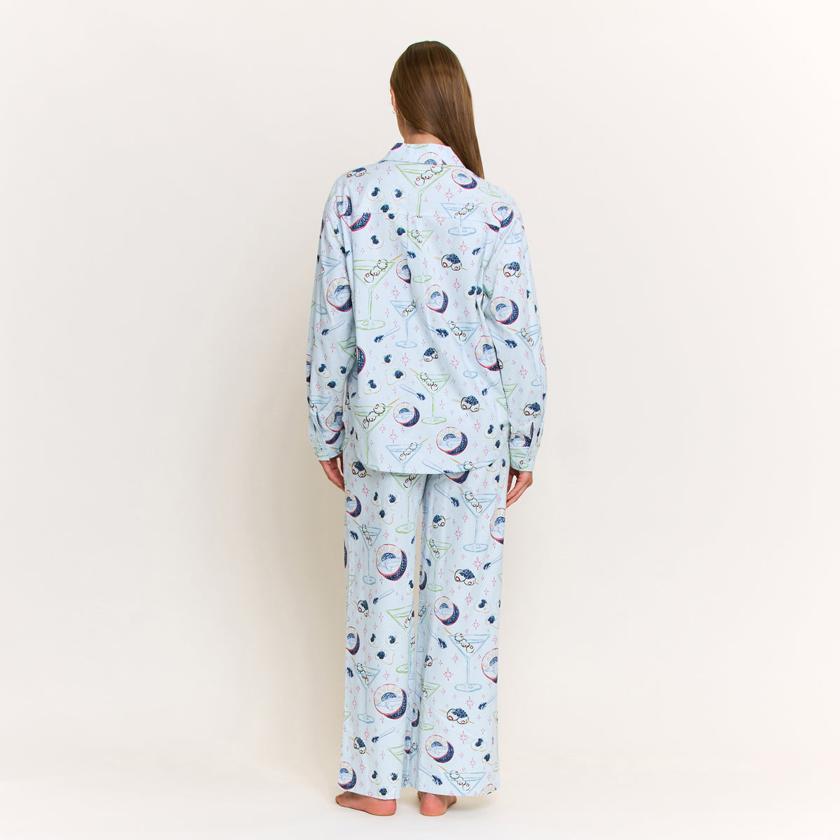 Sleep Squad Long Sleeve PJ Set in Crystal Blue Caviar - -