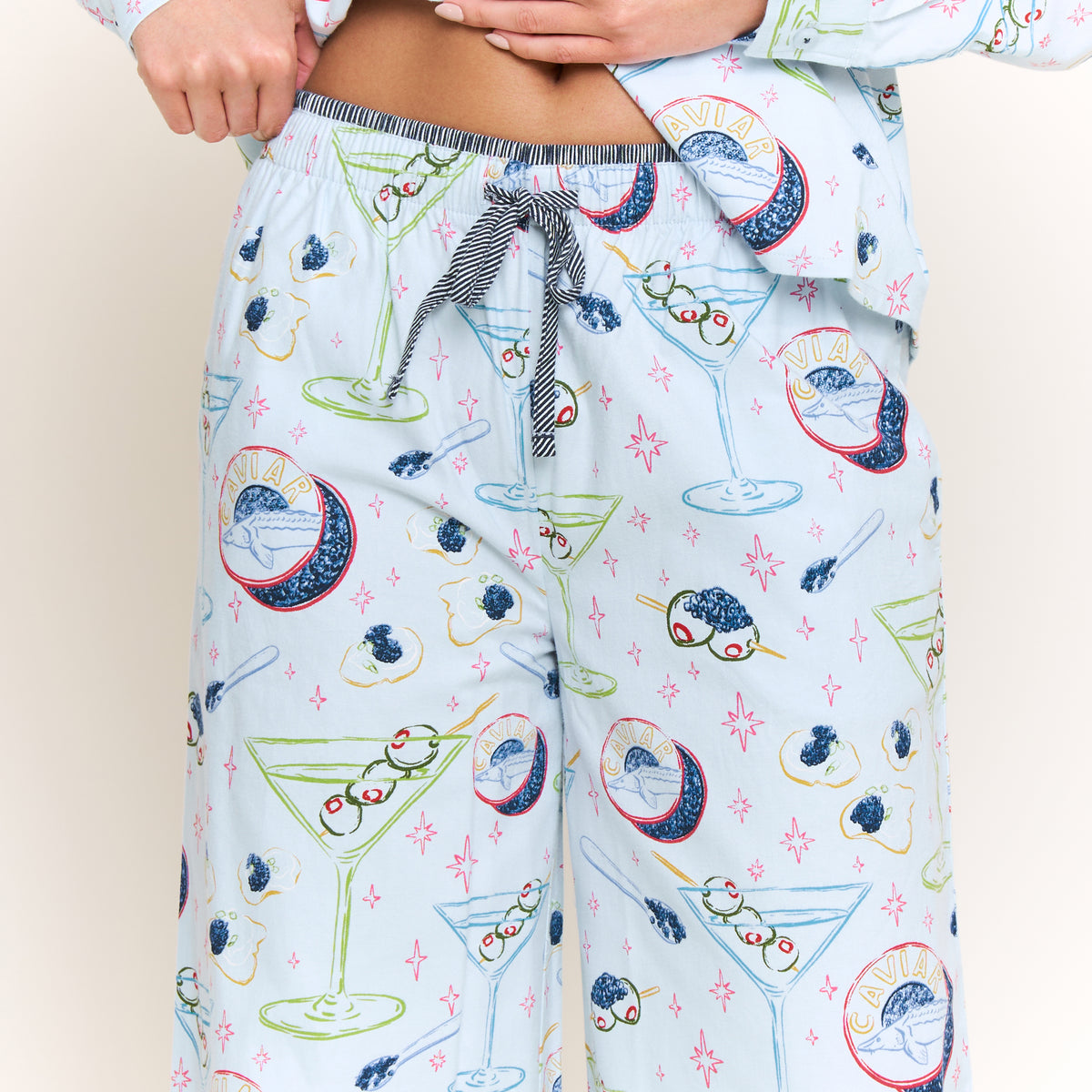 Sleep Squad Long Sleeve PJ Set in Crystal Blue Caviar - -
