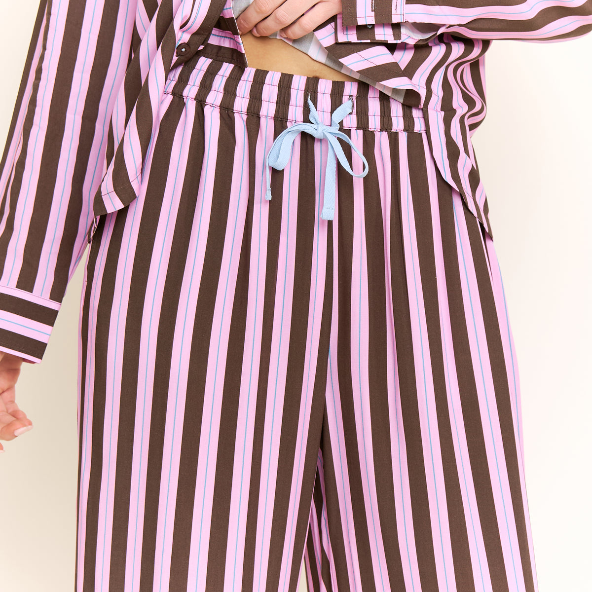 Girl Brunch Long Sleeve PJ Set in Pink Frosting Stripe - -