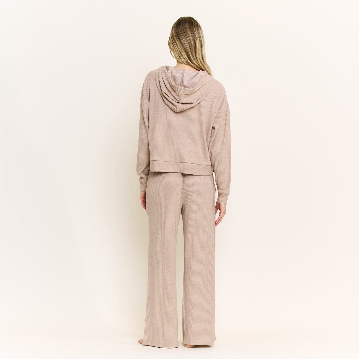 Sleepy Sunday Hoodie Pant Set in Heather Taupe - -