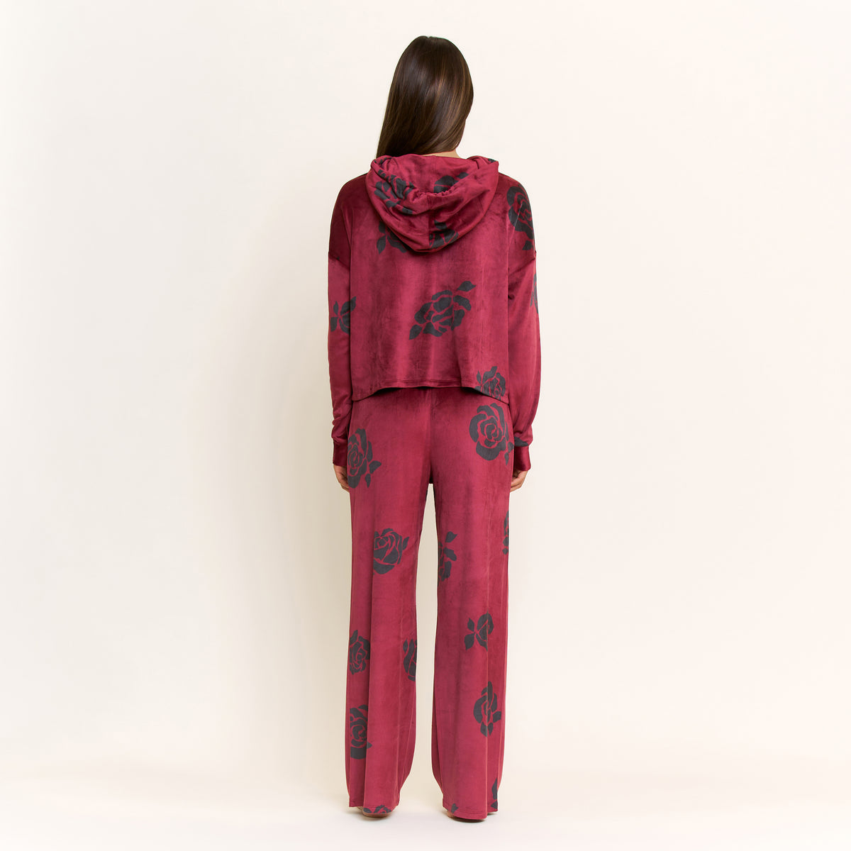 Simply Cozy Hoodie Pant Set in Winterberry Roses - -