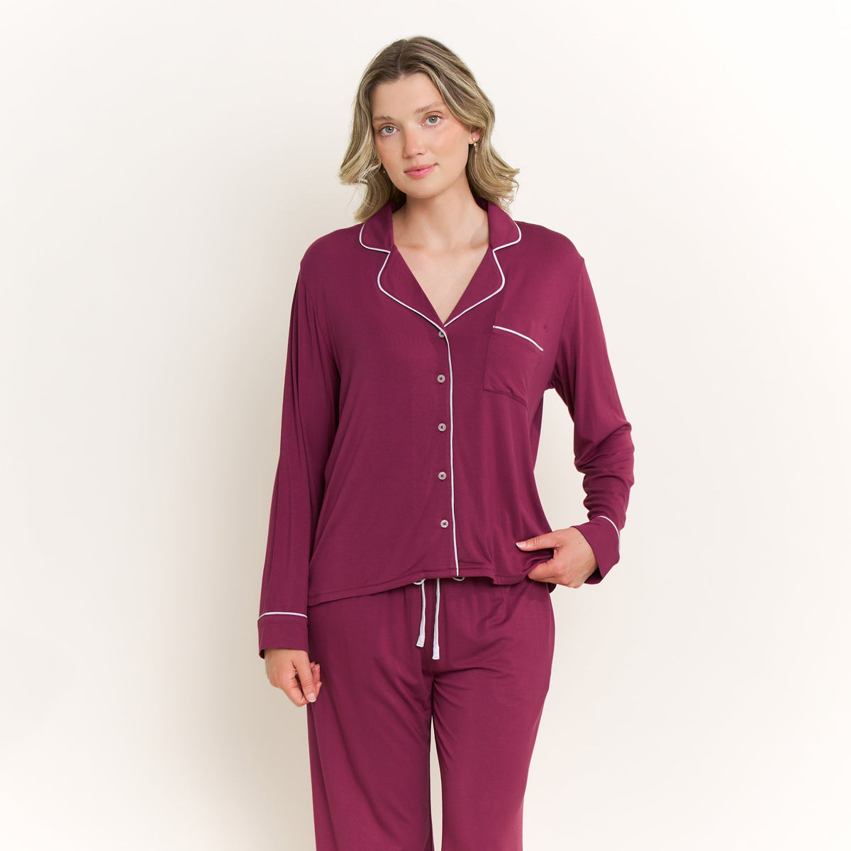 All American Long PJ Set in Raspberry - -