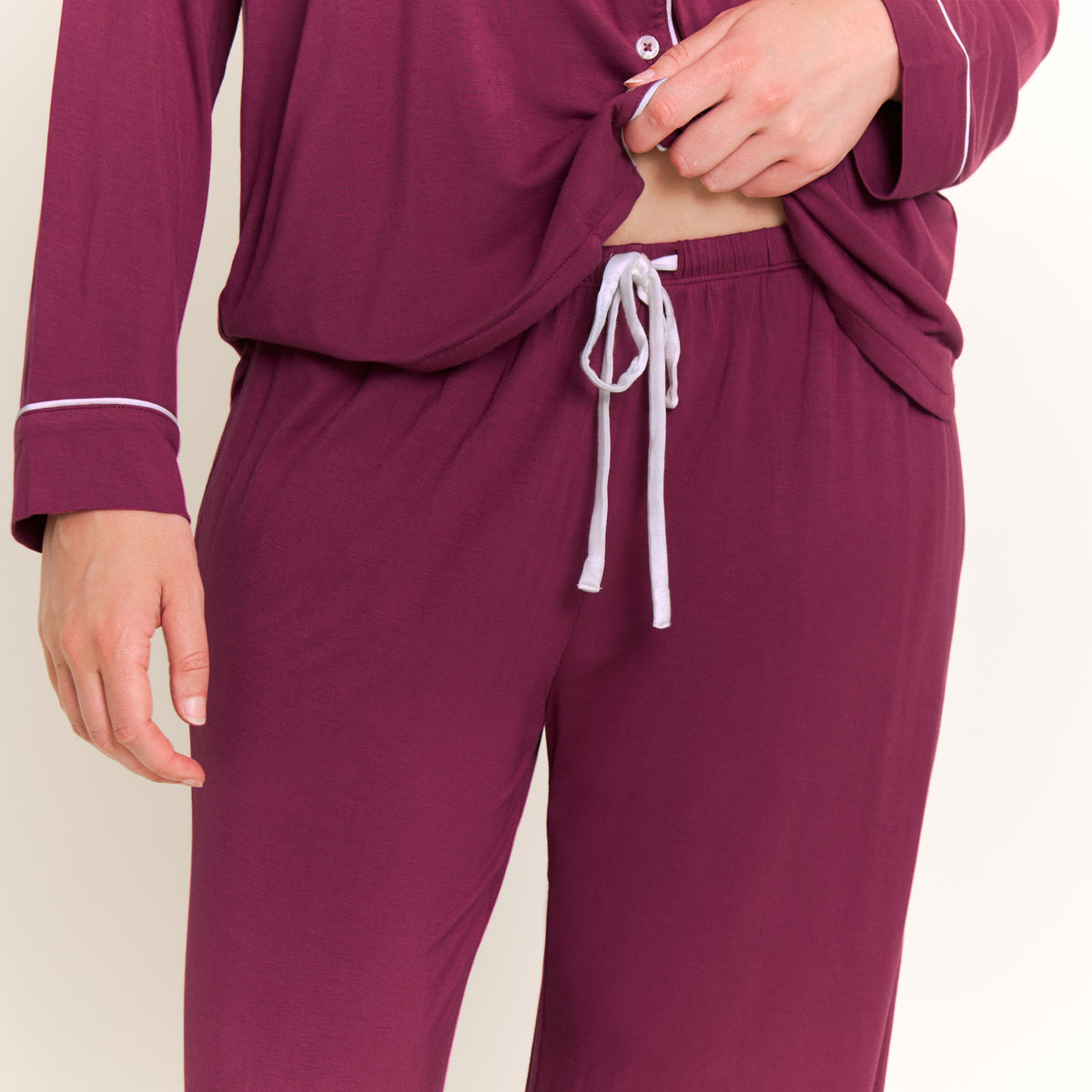 All American Long PJ Set in Raspberry - -