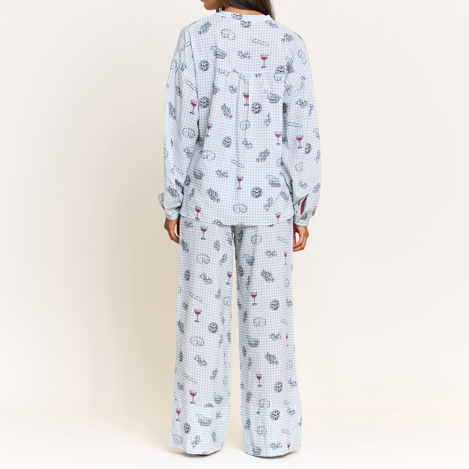 Good Life Long Sleeve Pant Set in Cool Blue Picnic - -