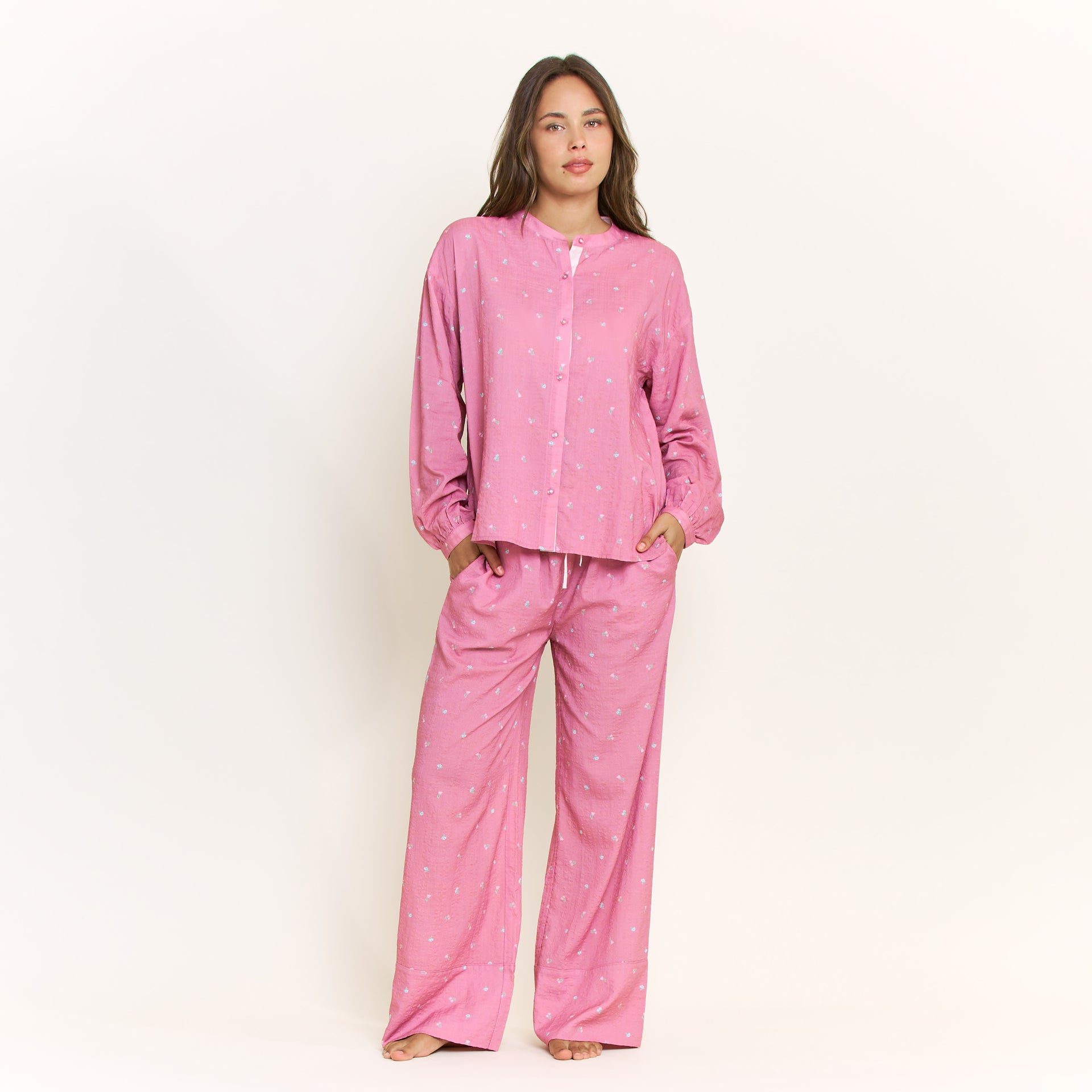Good Life Long Sleeve Pant Set in Rosy Meadow Ditsy - -