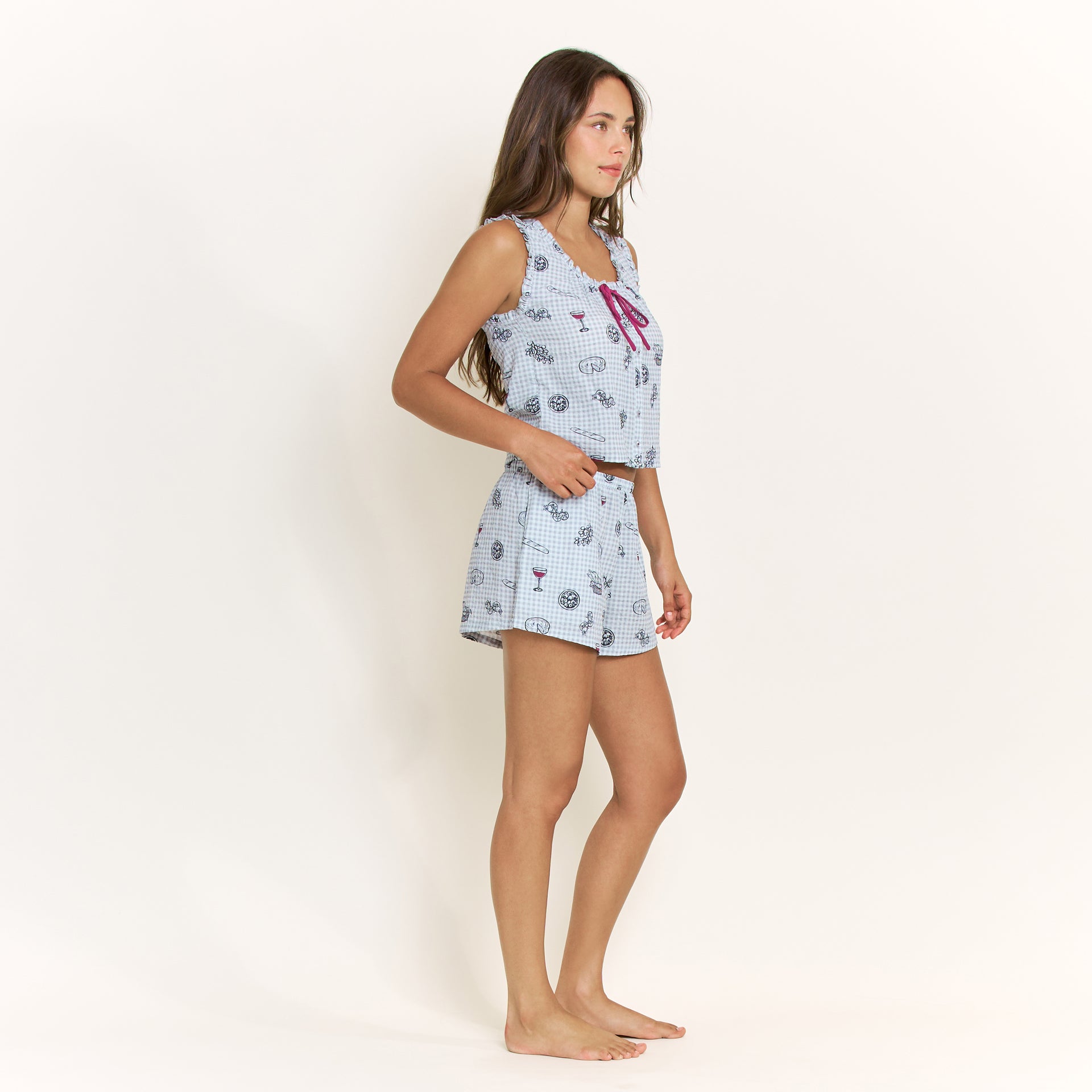 Good Life Tank Shortie Set in Cool Blue Picnic - -
