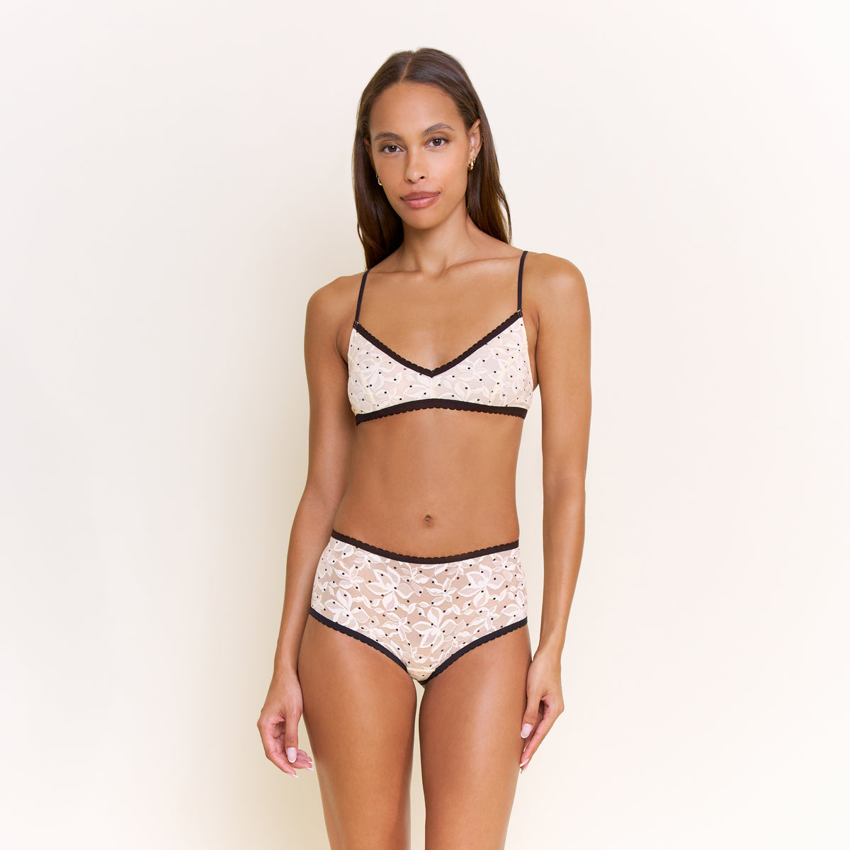 Azlin Bralette in Whipped Peach Swiss Dot - -