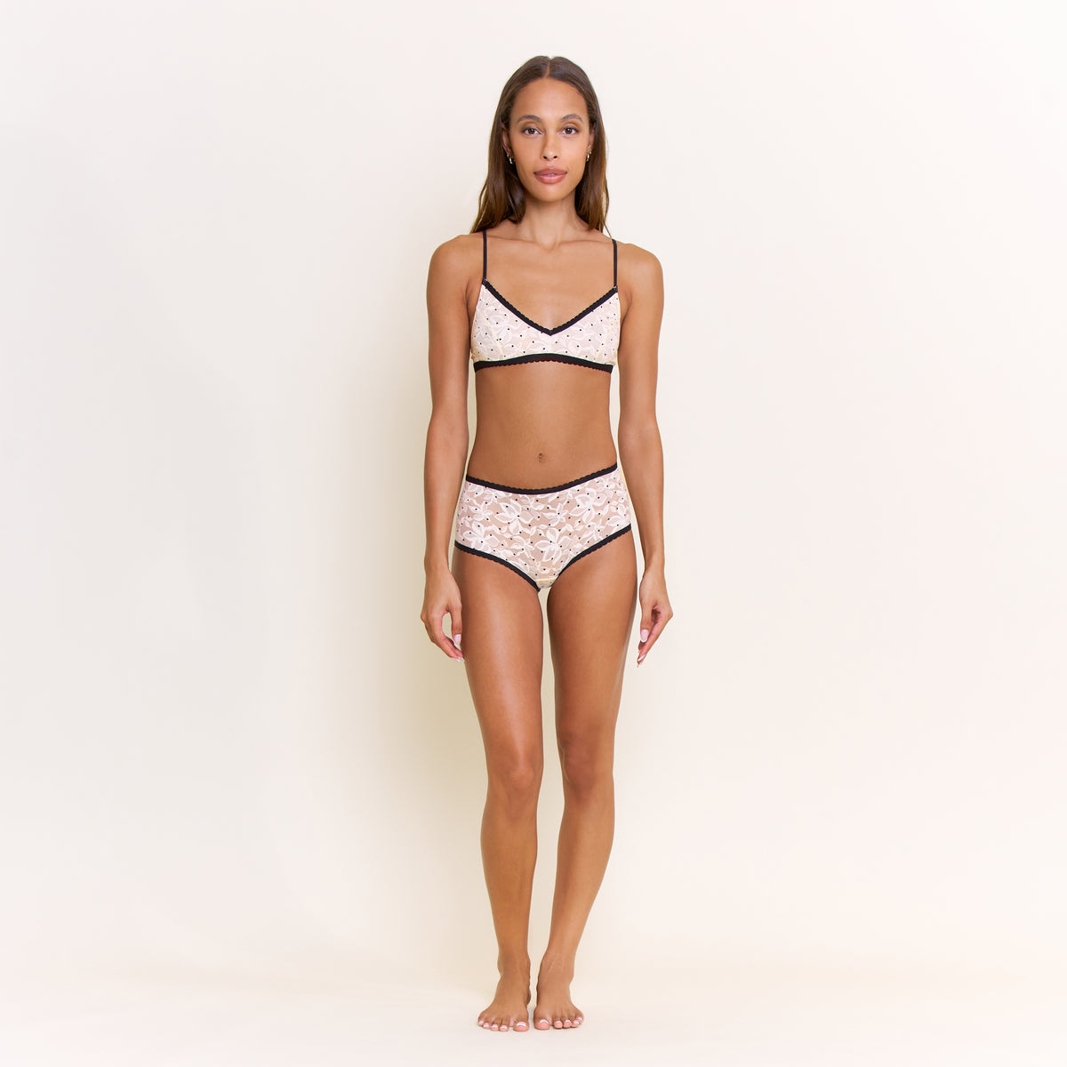 Azlin Bralette in Whipped Peach Swiss Dot - -