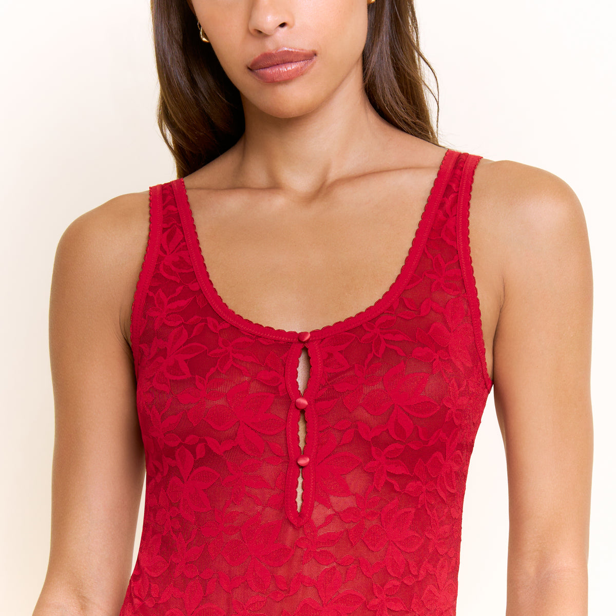 Azlin Bodysuit in Red Velvet - -