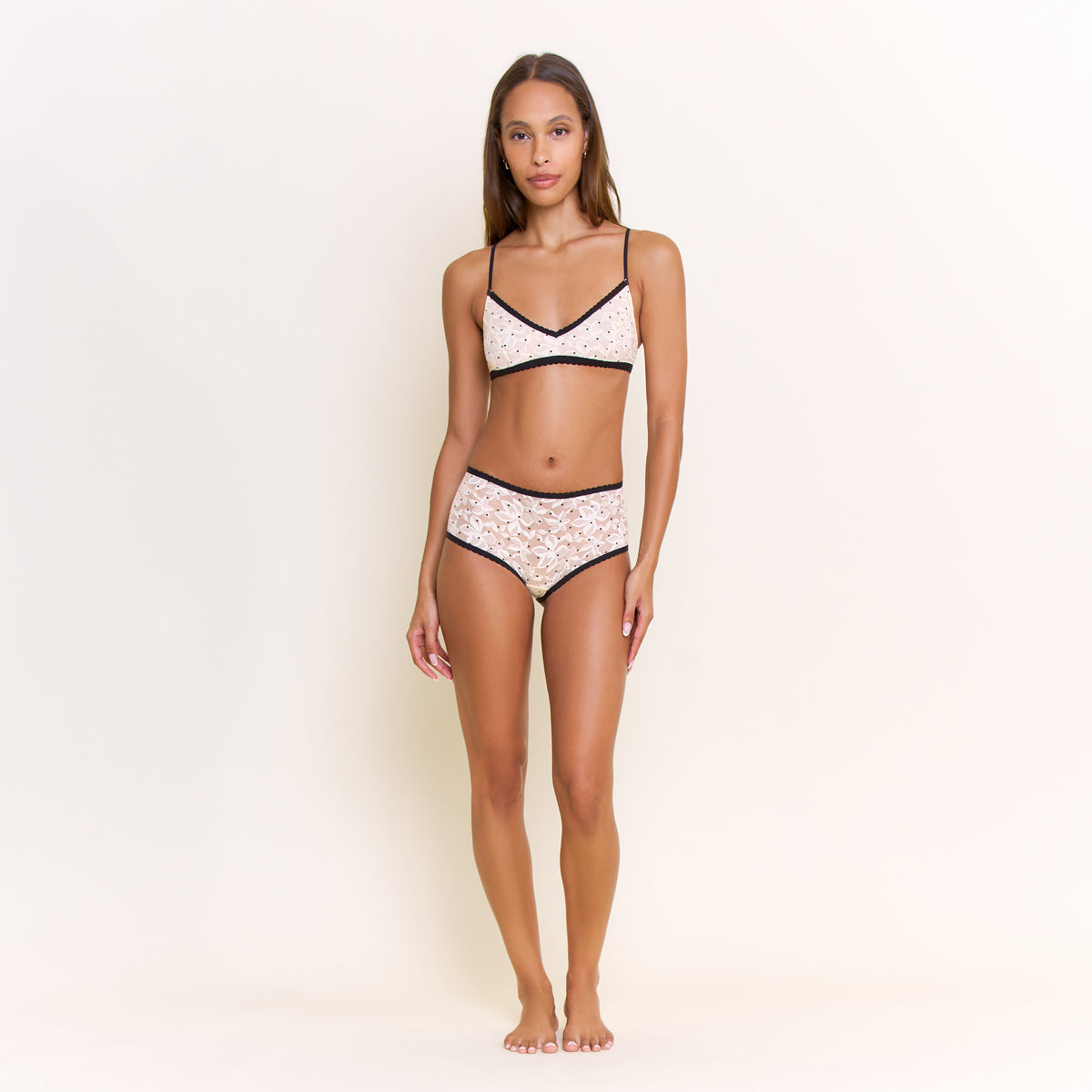Azlin Hipster in Whipped Peach Swiss Dot - -