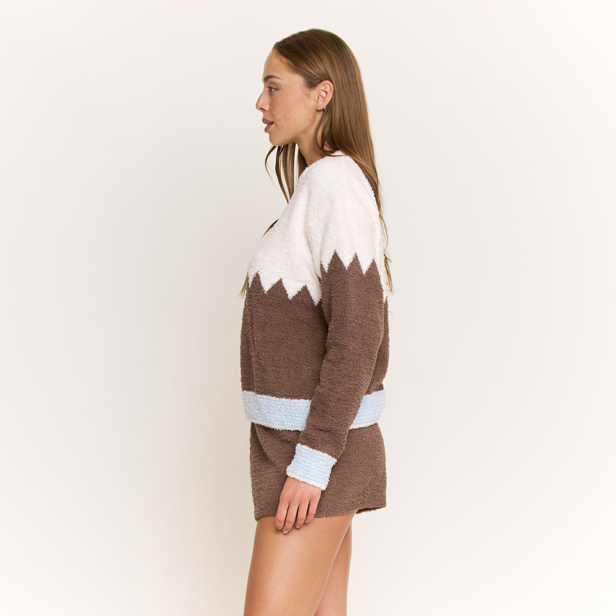 Ready to Unwind Sweater in Café Chevron - -