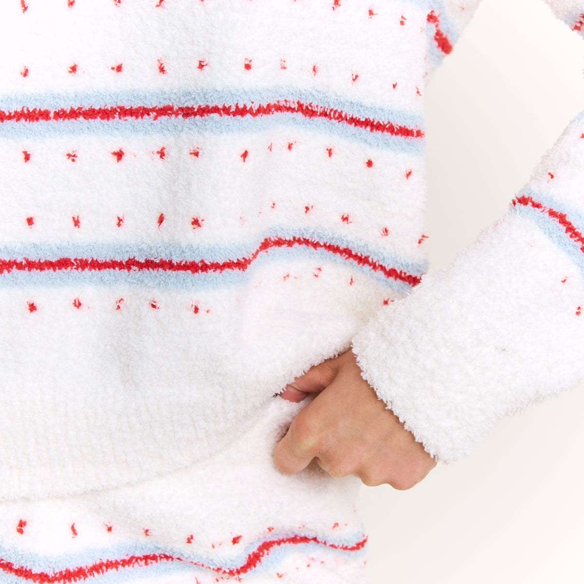 Ready to Unwind Sweater in Cream Stripe Fair Isle - -