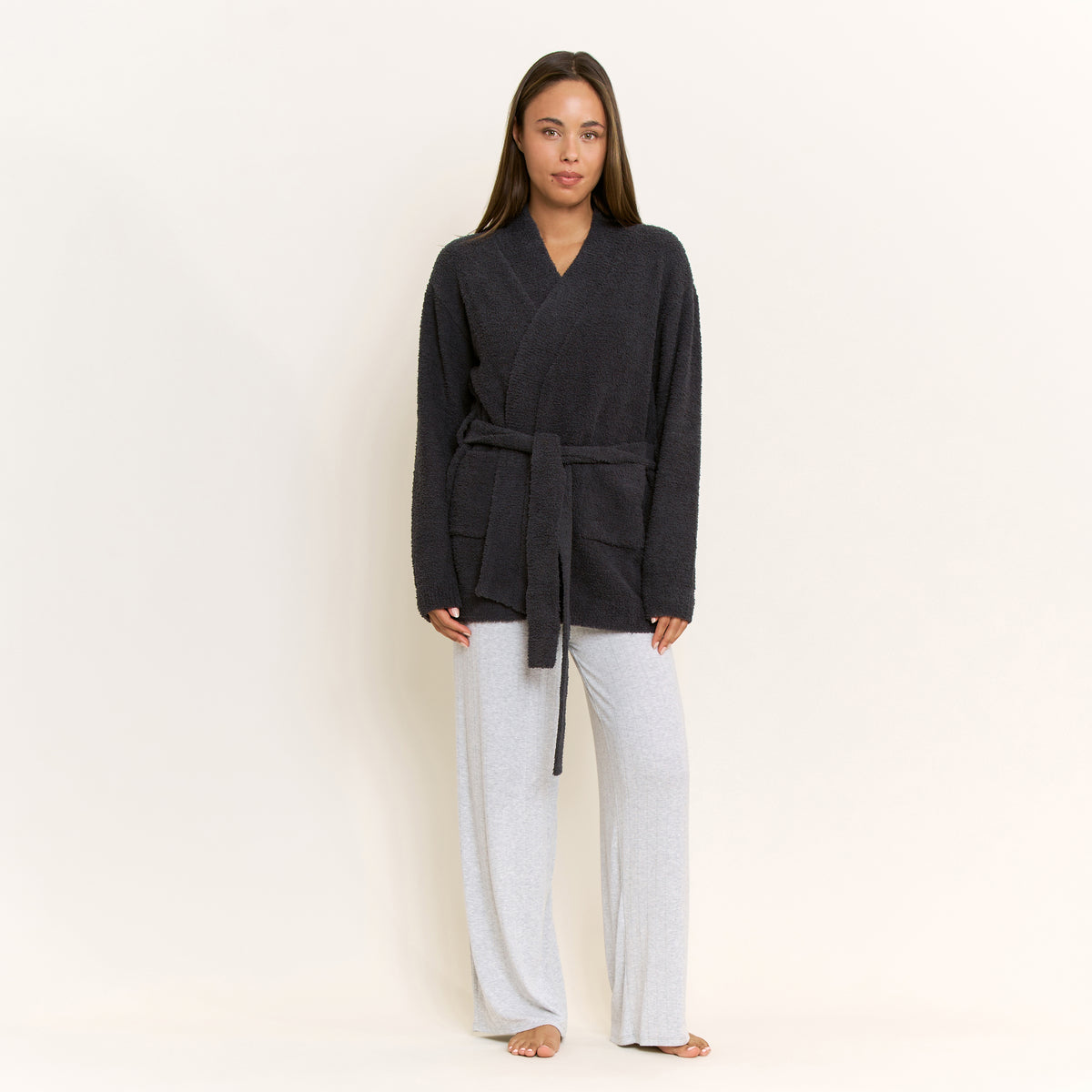Ready to Unwind Robe in Charcoal - -