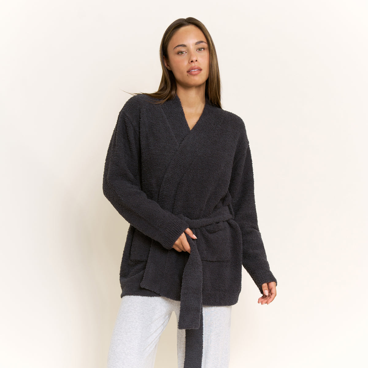 Ready to Unwind Robe in Charcoal - -