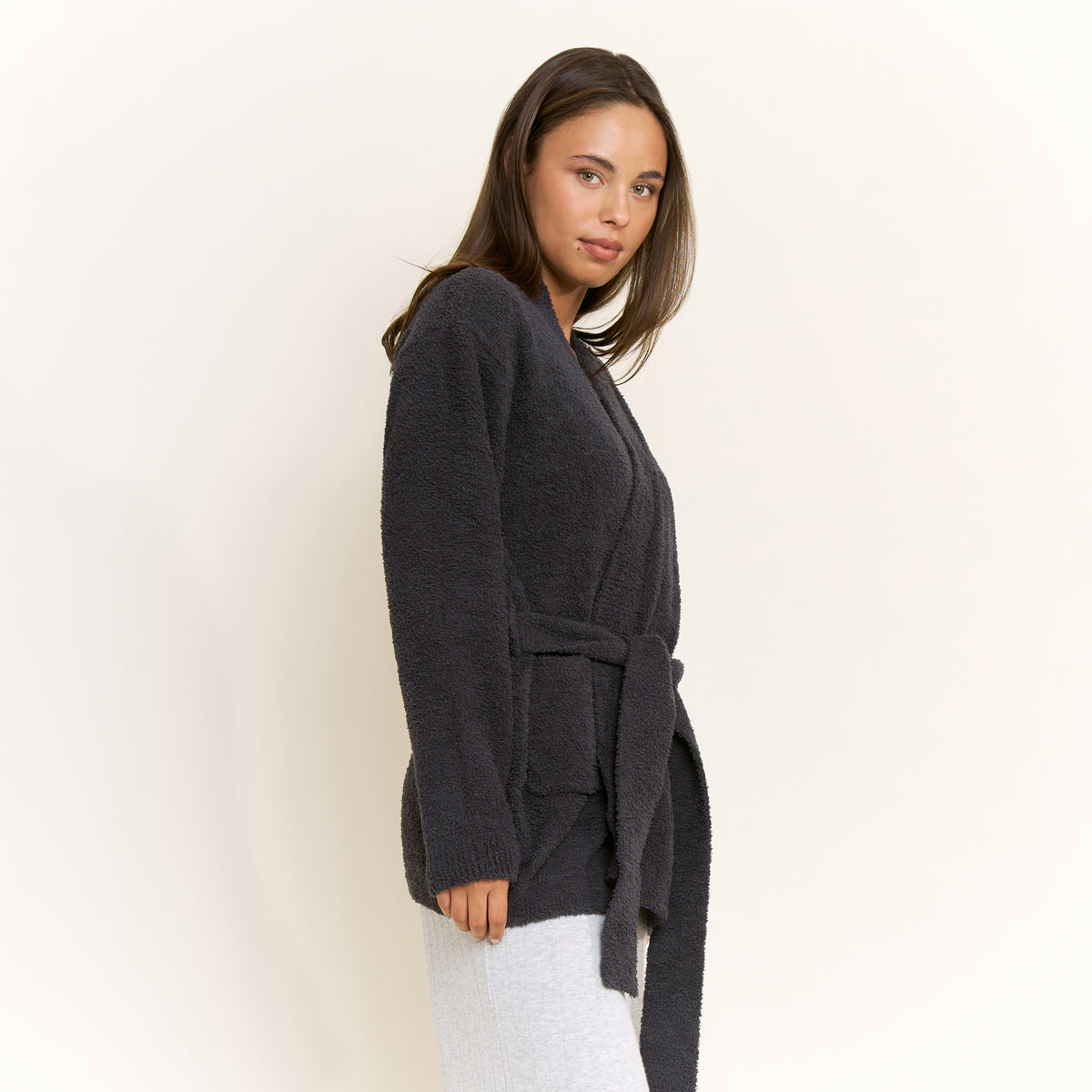 Ready to Unwind Robe in Charcoal - -