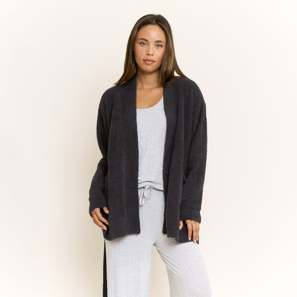 Ready to Unwind Robe in Charcoal - -