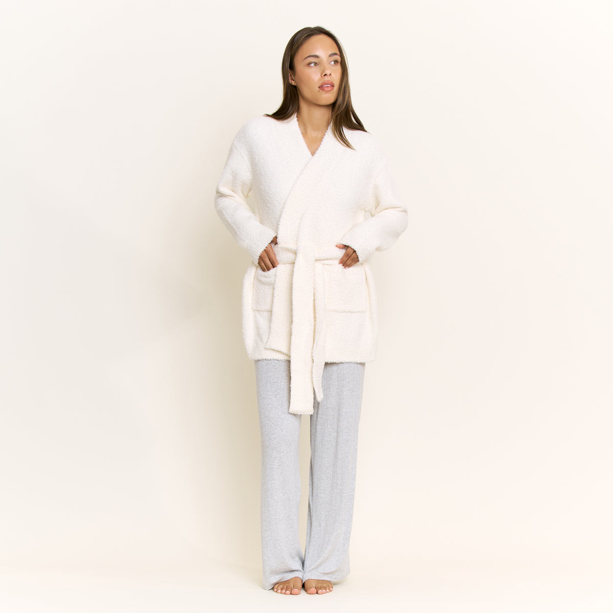Ready to Unwind Robe in Cream - -