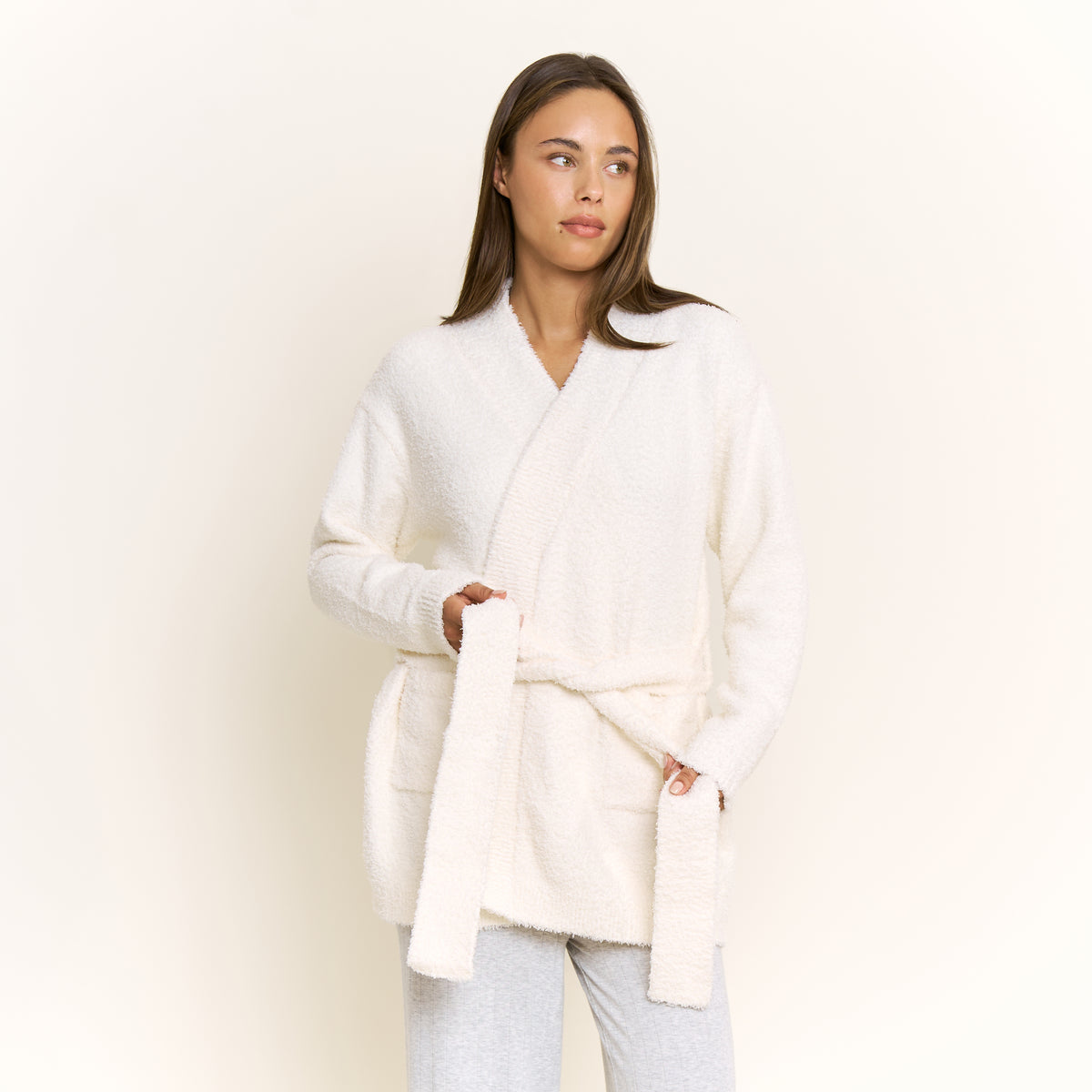 Ready to Unwind Robe in Cream - -