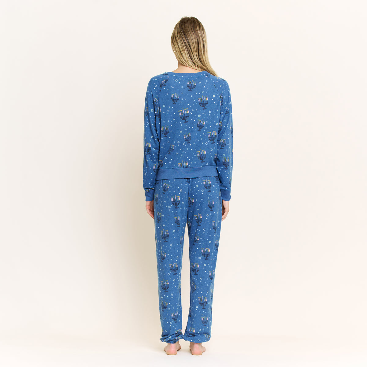 Star Seeker Long Set in Cerulean Menorahs - Sleepwear & Loungewear -