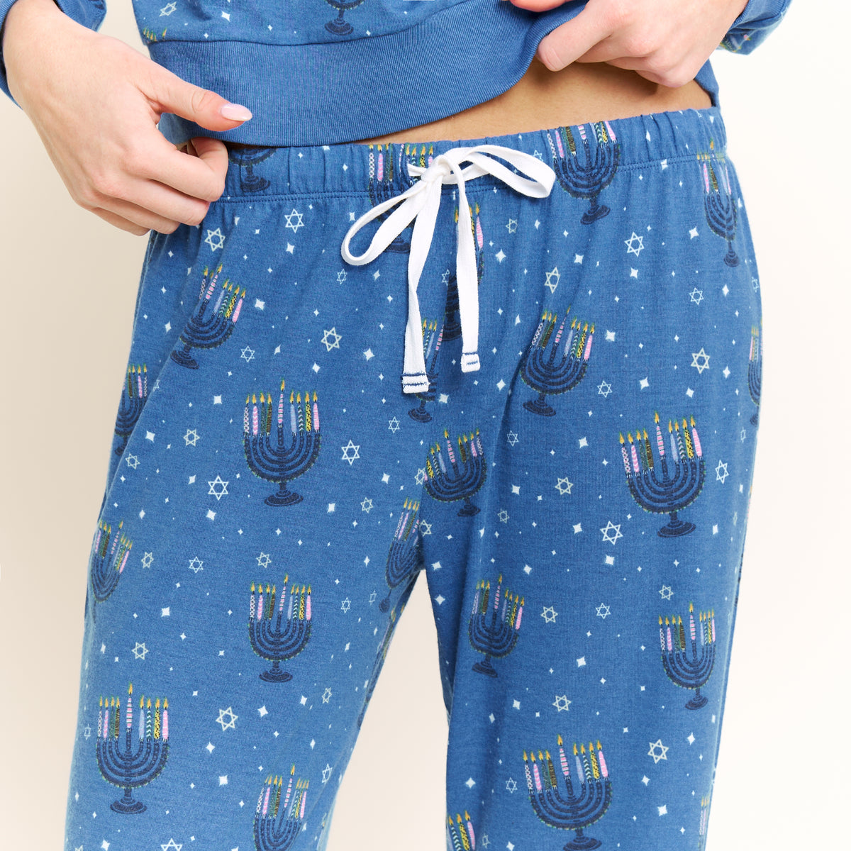 Star Seeker Long Set in Cerulean Menorahs - Sleepwear & Loungewear -