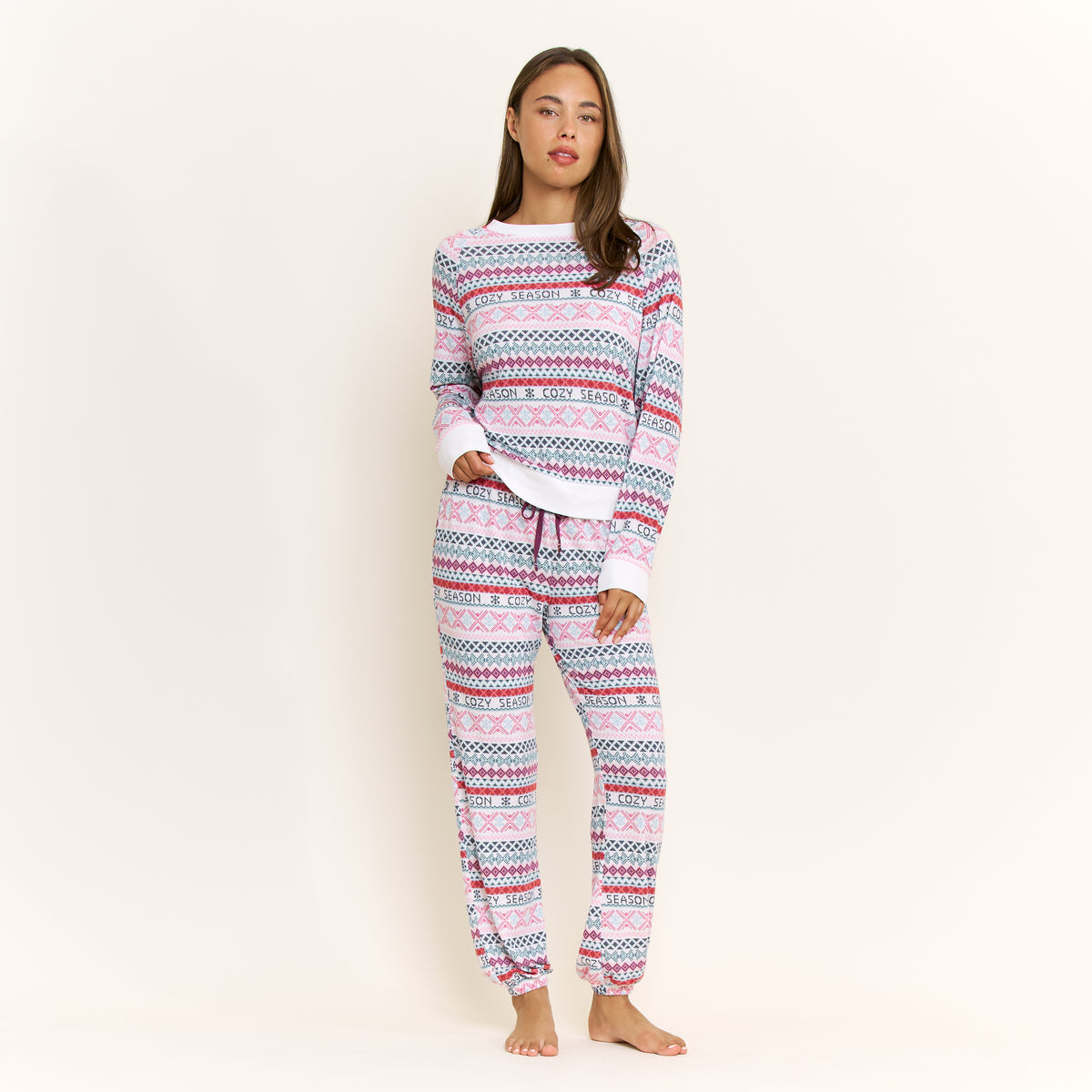 Star Seeker Long Set in Ivory Cozy Fair Isle - Sleepwear & Loungewear -