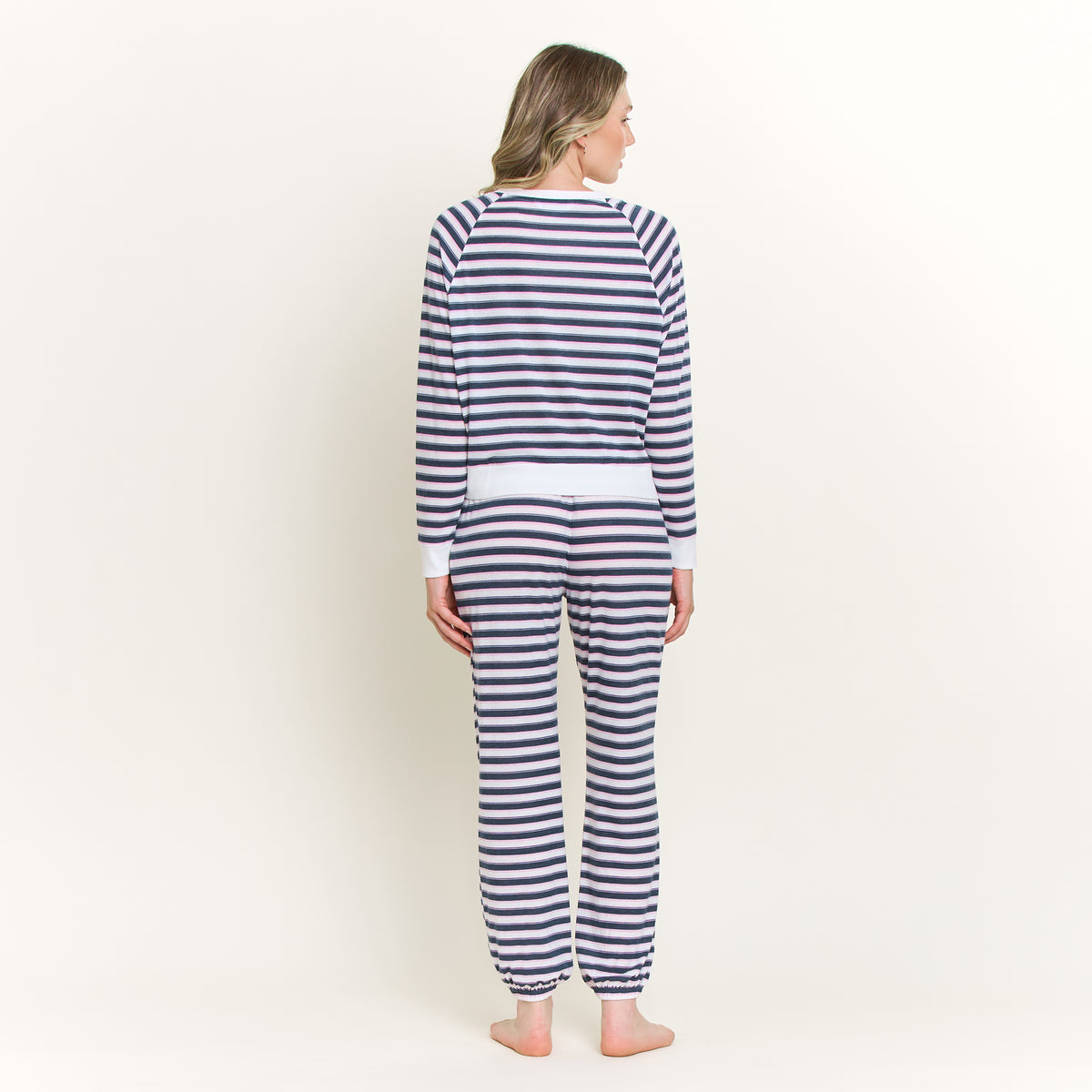 Star Seeker Long Set in Navy Collegiate Stripe - -