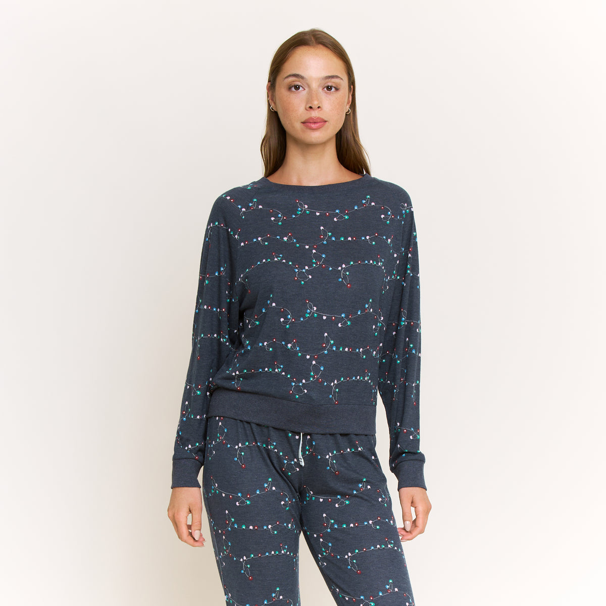 Star Seeker Long Set in Navy Festive Lights - Sleepwear & Loungewear -