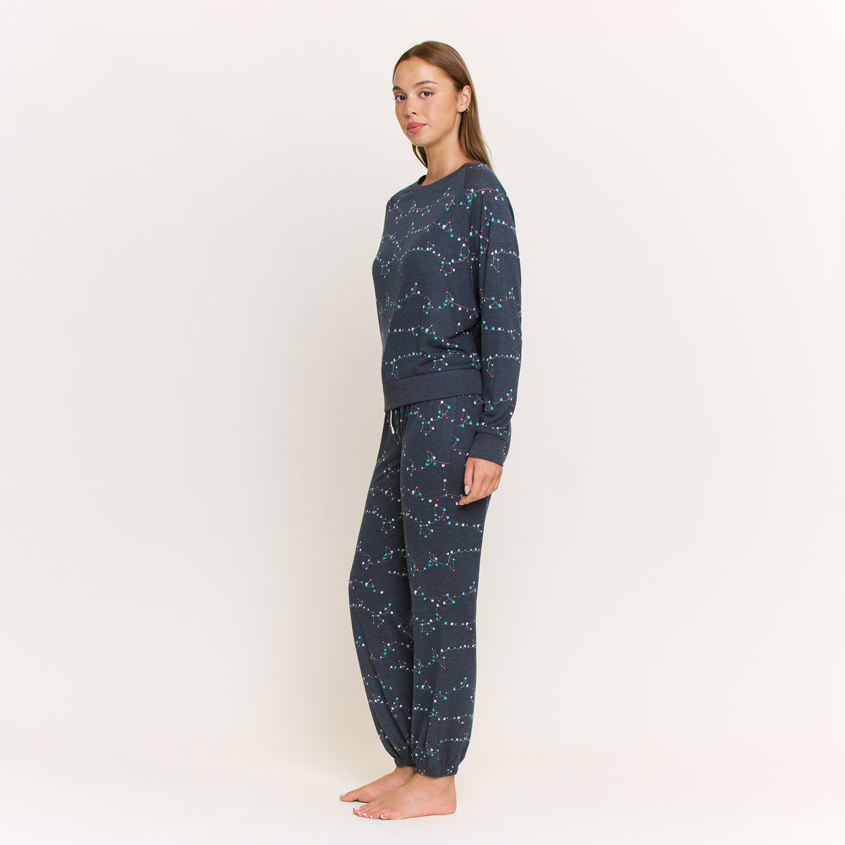 Star Seeker Long Set in Navy Festive Lights - Sleepwear & Loungewear -