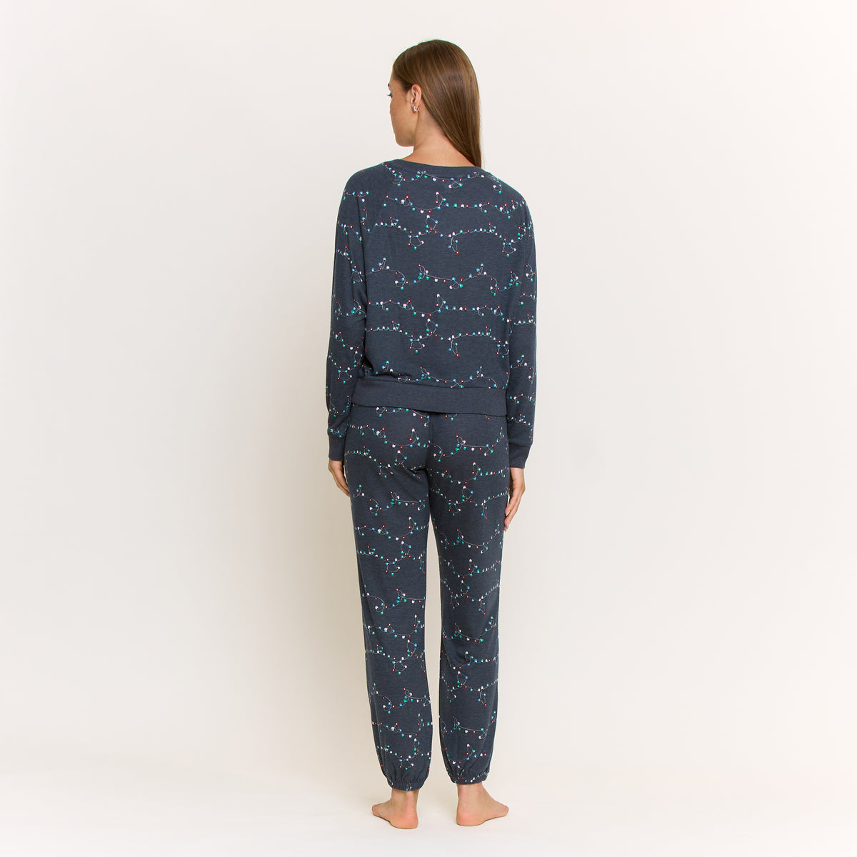 Star Seeker Long Set in Navy Festive Lights - Sleepwear & Loungewear -