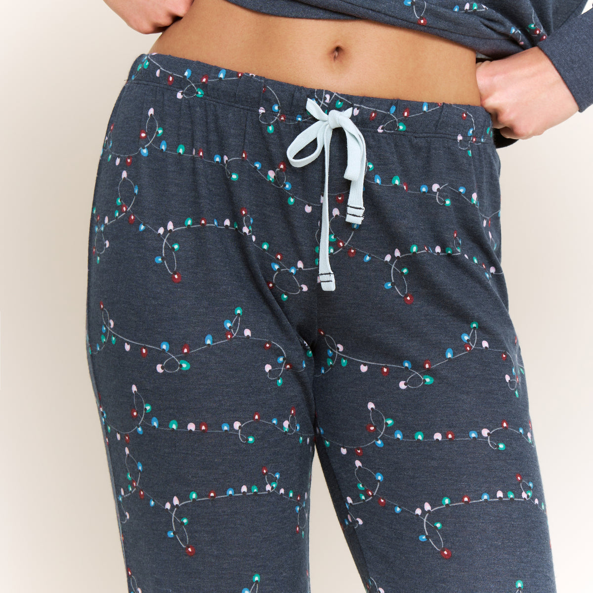 Star Seeker Long Set in Navy Festive Lights - Sleepwear & Loungewear -