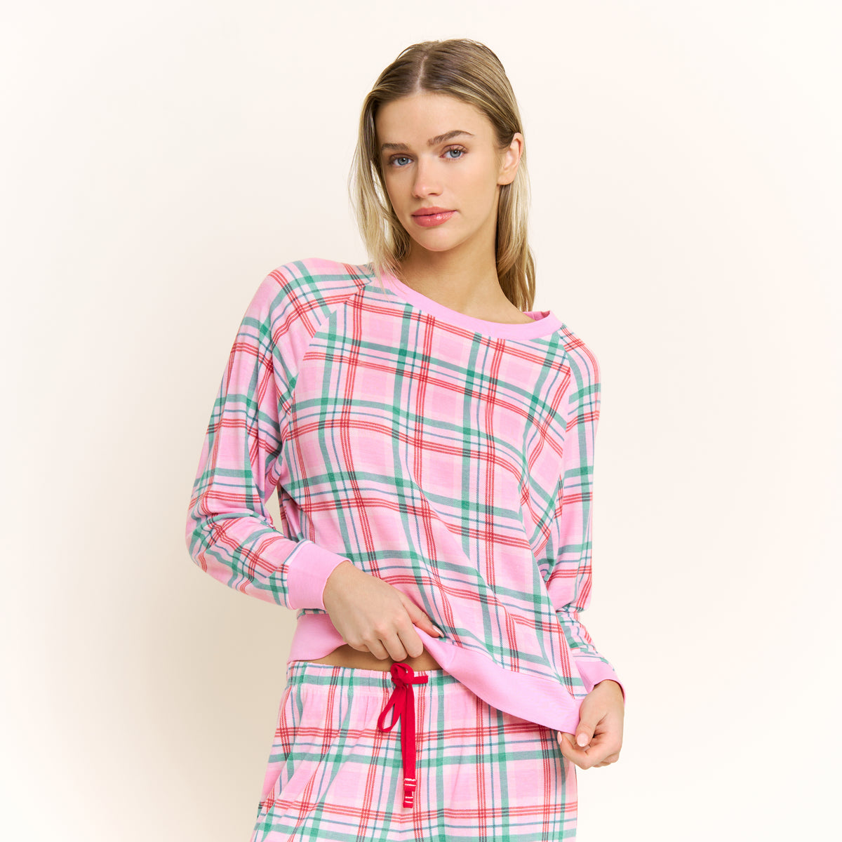Star Seeker Long Set in Pink Frosting Plaid - Sleepwear & Loungewear -