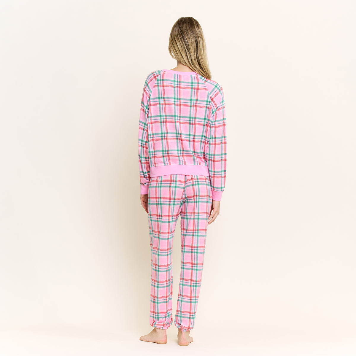 Star Seeker Long Set in Pink Frosting Plaid - Sleepwear & Loungewear -