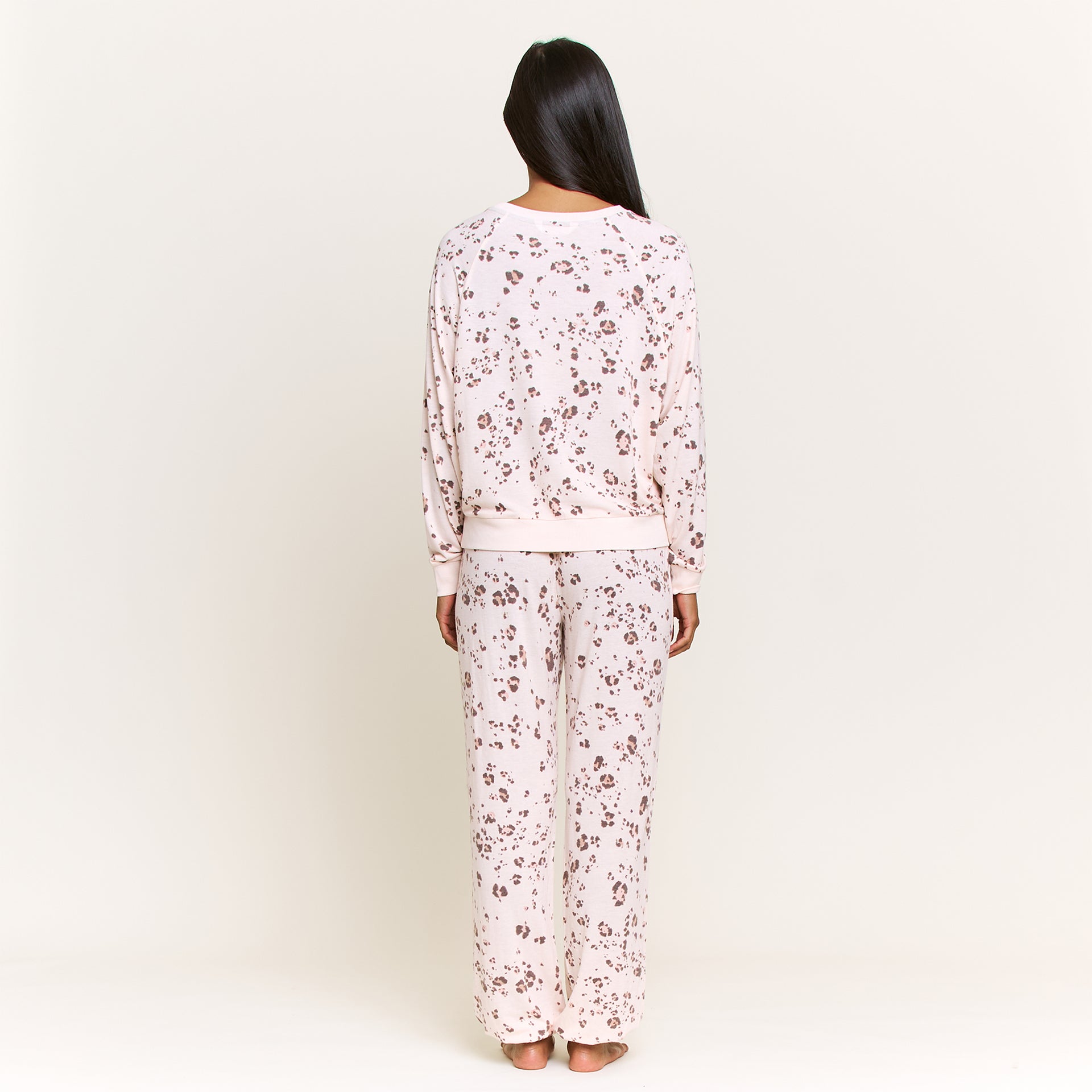 Star Seeker Long Set in Powdery Peach Leopard - Sleepwear & Loungewear -